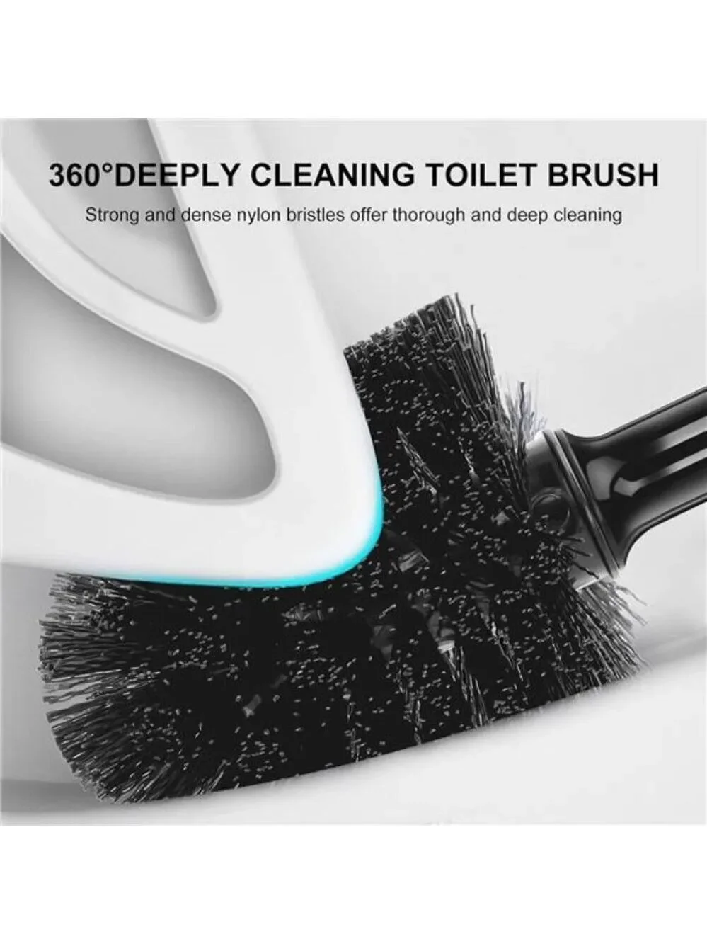 Toilet Brush and Plunger Set Heavy Duty Bathroom Cleaner Hidden Storage Black